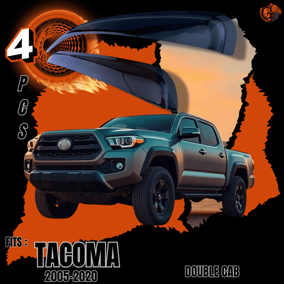2005-2020 Toyota Tacoma Double Cab - Out-Channel Auto-Visor Side Window Rain Guard / Deflector | Tinted Black