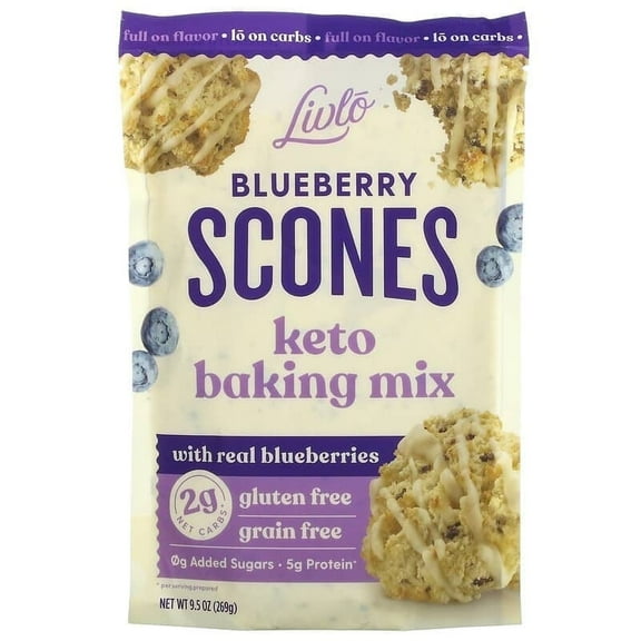 Livlo, Blueberry Scones, Keto Baking Mix with Real Blueberries, 9.5 oz