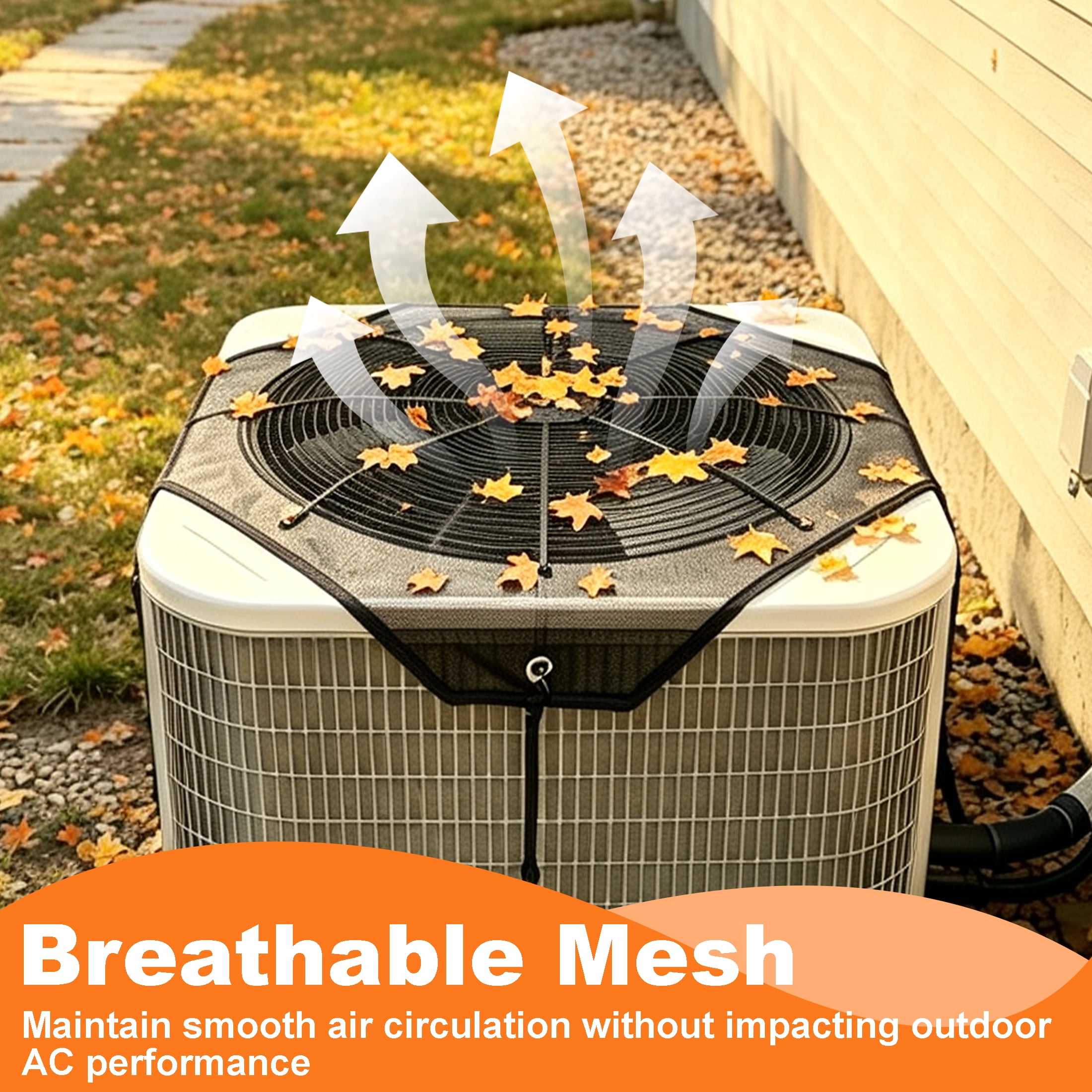 GARITIN 36" X 36" Air Conditioner Outdoor Unit Top Cover, AC Unit Protective Mesh Cover, Wind‑Permeable AC Top Net Guard for Blocking Leaves, Debris