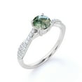 thumbnail image 4 of JeenMata 1 Carat 4 Prong Round Natural Druzy Moss Green Agate And Moissanite Pave Twisted Infinity Engagement Ring In 18K White Gold Plating Over Silver, 4 of 7