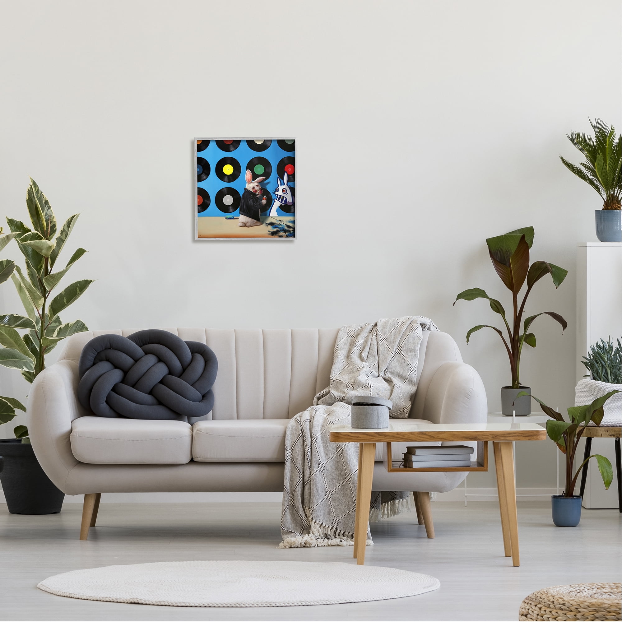 Stupell Industries Graffiti Rabbit Third Eye Music Record Pattern Framed Wall Art, 17 x 17, Design by Lucia Heffernan