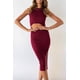 thumbnail image 2 of Vestido PRETTYGARDEN Midi Ajustado Sin Mangas con Corte Rojo Vino Talla L, 2 of 5