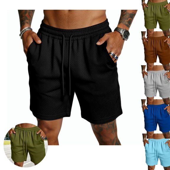 Mfakffe Mens Mesh Athletic Shorts Lightweight Quick Dry Drawstring Casual Workout Shorts Breathable Gym Running Sport Shorts with Side Pockets