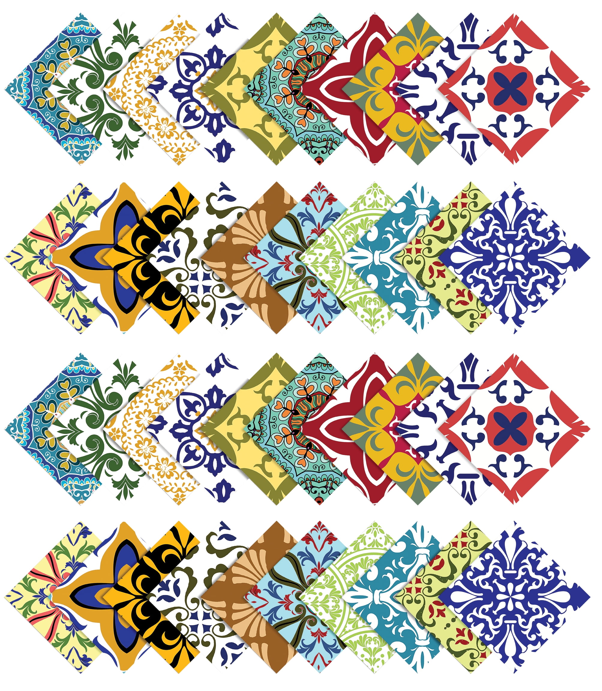 Soimoi 40Pcs Motifs Print Cotton Precut Fabrics For Quilting Craft Strips 2.5x42 inches Jelly Roll - Multicolor