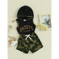 thumbnail image 3 of Suealasg 0-3 Years Toddler Baby Boys Shorts Set Letter Print Sleeveless Hooded Tops and Elastic Waist Camouflage Shorts 2Pcs Kids Boys Summer Clothes Set, 3 of 9