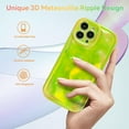 thumbnail image 4 of iPhone 13 Pro Max Holographic Case, Cute Laser 3D Water Ripple Bling Glitter Luxury Wave Shape Phone case for Women Girls Silicone Protection Cover (Fluorescent Green), 4 of 17