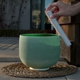 thumbnail image 3 of TOPFUND 440Hz D Note Emerald Fusion 10 inch Crystal Singing Bowl with Heavy Duty Carrying Case and Suede Stick, 3 of 8