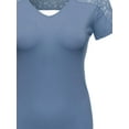 thumbnail image 3 of FashionOutfit Women's Plus Size Back Lace V-Neck Tee Shirt, 3 of 3
