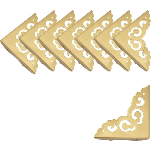 Metal Corner Protector Desk Corners Decorative Edge,8Pcs Polished Brass Decorative Edges and Corners for Boxes (Brass)
