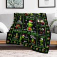thumbnail image 2 of Manta de Grinch, manta navideña, divertida manta verde, temática navideña, decoración del hogar, mantas mullidas, cálidas y acogedoras para sofá, ropa de cama y regalo, 2 of 8