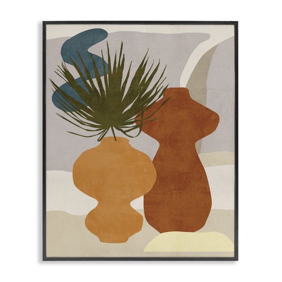 Stupell Industries Bohemian Western Abstract Vases Brown Orange Green Black Framed Giclee Art, 16 x 20, by Melissa Wang