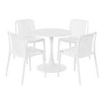 thumbnail image 3 of WestinTrends Playa 5-Piece Outdoor Metal Dining Table Set And Stackable Resin Patio Chairs, White, 3 of 15