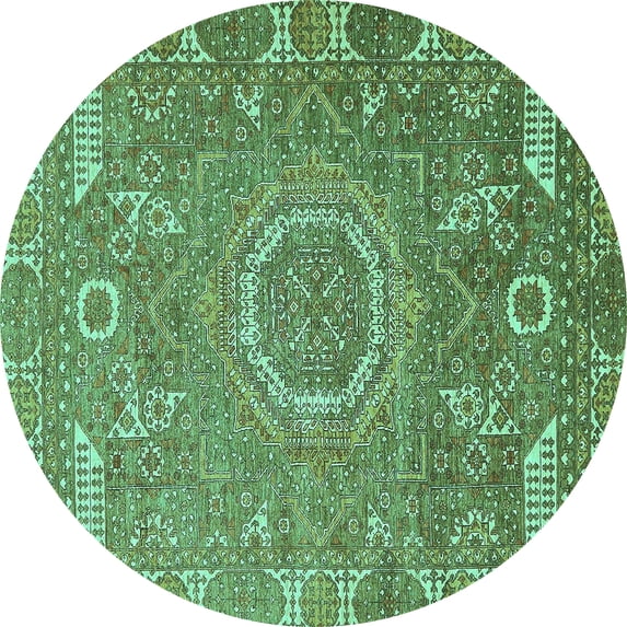 Ahgly Company Indoor Round Abstract Turquoise Blue Modern Area Rugs, 8' Round