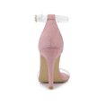 thumbnail image 2 of BLISSFUL STEP Women's Clear Ankle Strap Stiletto Heel Sandals Dust Pink 8, 2 of 7