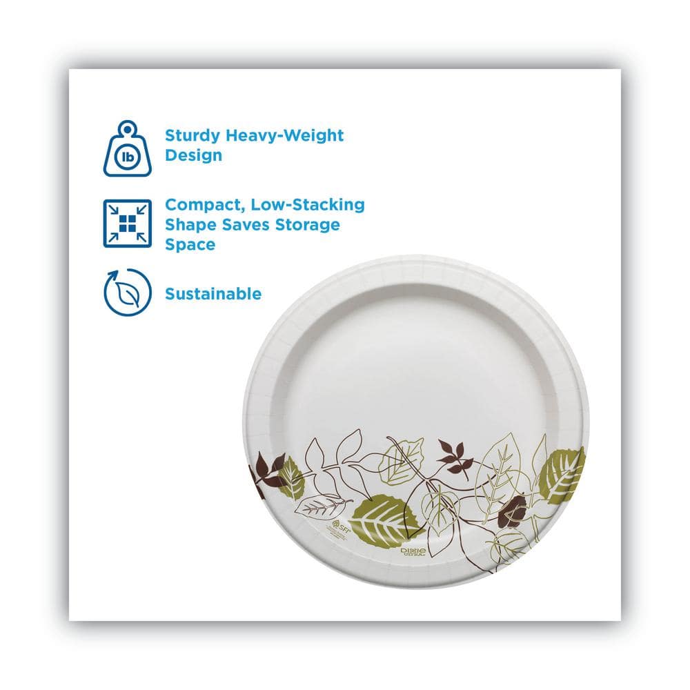 Pathways 10.13 in. Green/Burgundy Soak Proof Shield Heavyweight Disposable Paper Plates, WiseSize (500-Carton)