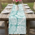 thumbnail image 6 of Table Runners 120 Inches Long Dress Scarves, Palm Tree Monstera Farmhouse Coffee/Dining/Kitchen Table Decor Table Runner for Living Room, Turquoise White Botanical Leaf Boho 13x120 Inch, 6 of 9
