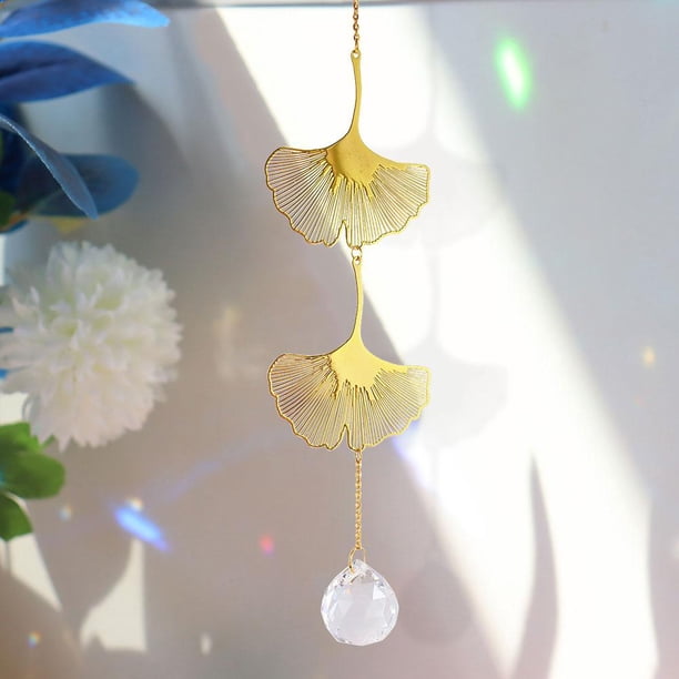 Carillón De Cristal Crystal Windchime Dream Catchers Windbell Chandelier Decor (Ginkgo Biloba)