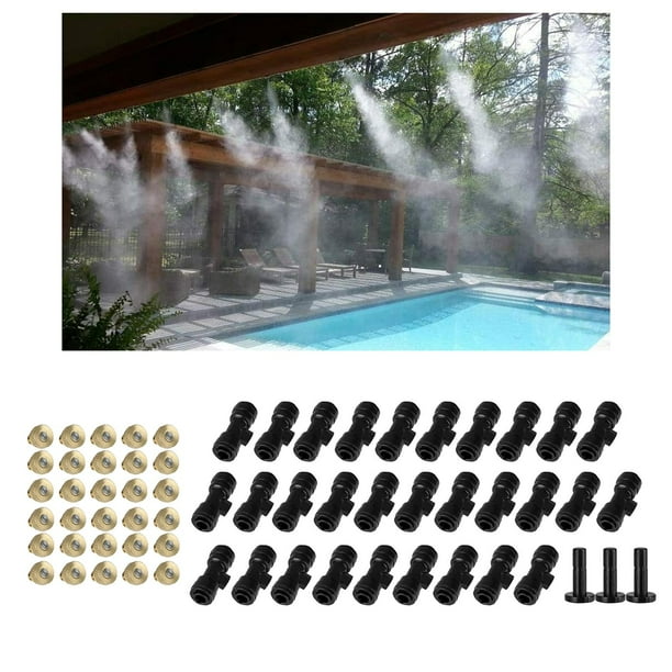 Kit de boquillas de nebulización de 1/4 ``, boquillas de niebla para sistema de nebulización de patio, sistema de refrigeración libre para 30 Tapón de asiento de boquilla CUTICAT boquillas de nebulización