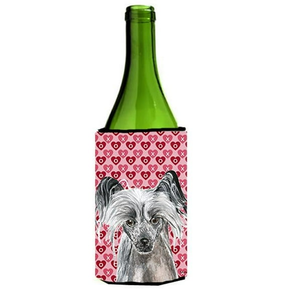 Chinese Crested Valentines Love Wine bottle sleeve Hugger 24 oz.