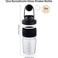 thumbnail image 3 of 12oz Glass Shaker Bottle for Protein, 2 Pack Small Borosilicate Glass Protein Powder Leak-Proof Cup Mixes with 304 Blending Ball(12oz,Black), 3 of 14