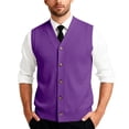 thumbnail image 3 of Mens V Neck Knitted Sweater Vest Sleeveless Button Down Cardigan Classic Business Casual Gilet Spring Fall Purple L, 3 of 10
