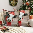 thumbnail image 4 of Dashan Christmas Throw Pillow Covers 20x20 Set of 2,Xmas Cow Linen Pillow Cases for Bedroom Sofa Couch, 4 of 6