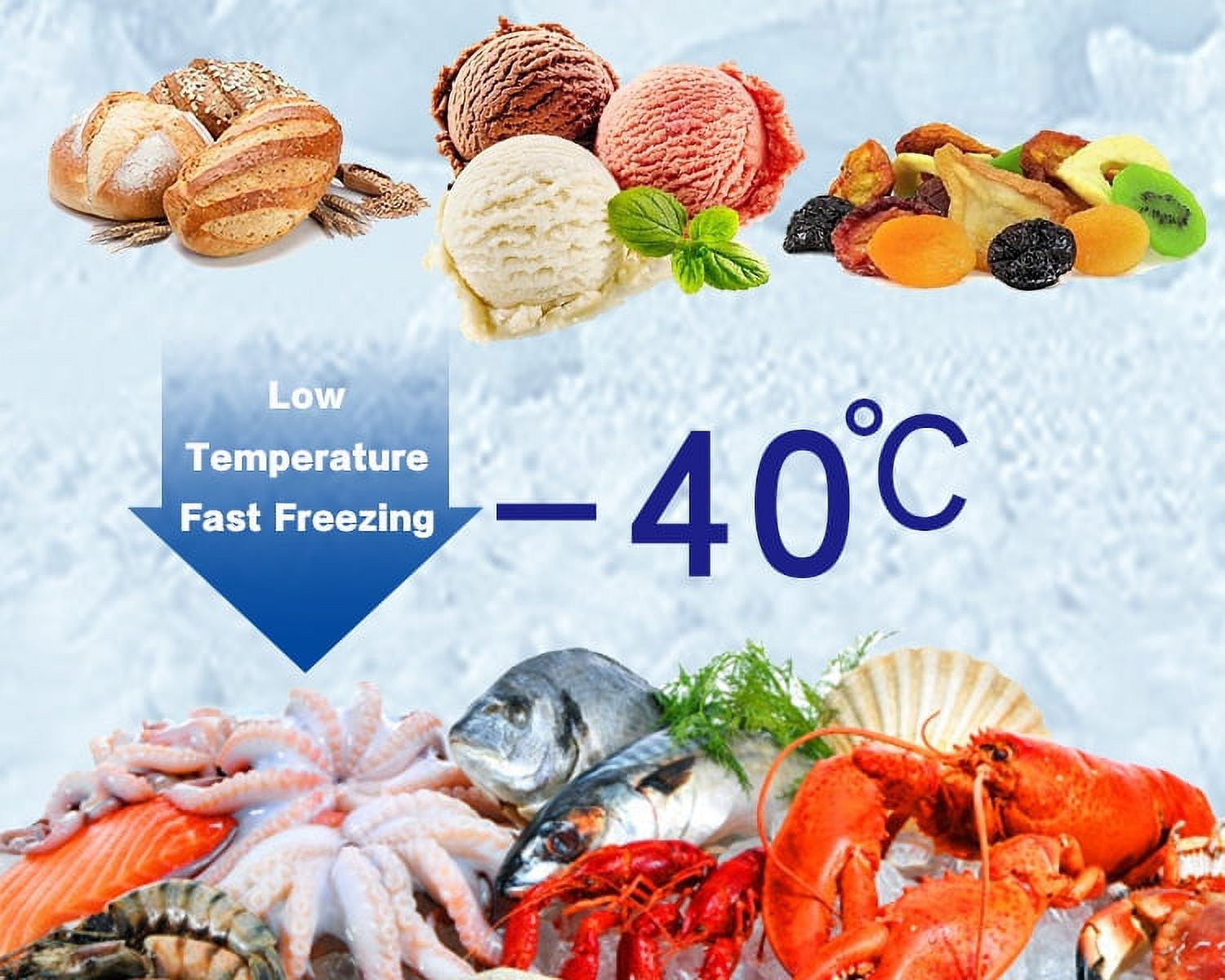 Kolice 220V 60HZ Commercial 15 Trays Blast Chiller & Freezer, Blast Freezer, Chest Freezer, Batch Freezer For Hard Ice Cream, Dumpling, Chicken, Fish, Dessert, Fresh Meat,Cake