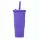 thumbnail image 1 of Vaso de plástico plano de 24 onzas, sin BPA, vaso reutilizable de gran tamaño con tapa y pajita., 1 of 5