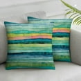 thumbnail image 2 of ARISTURING  Watercolor Throw Pillow Cover Stripped Waves Blue and Green Paint Brush Gradient Marine Sea Splash Decorative Pillow Case Home Decor Square Pillowcase 2pc, 2 of 6
