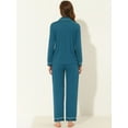 thumbnail image 3 of DARING DIVA Women's Soft Modal Button Down Pajama Sets L Peacock Blue, 3 of 5
