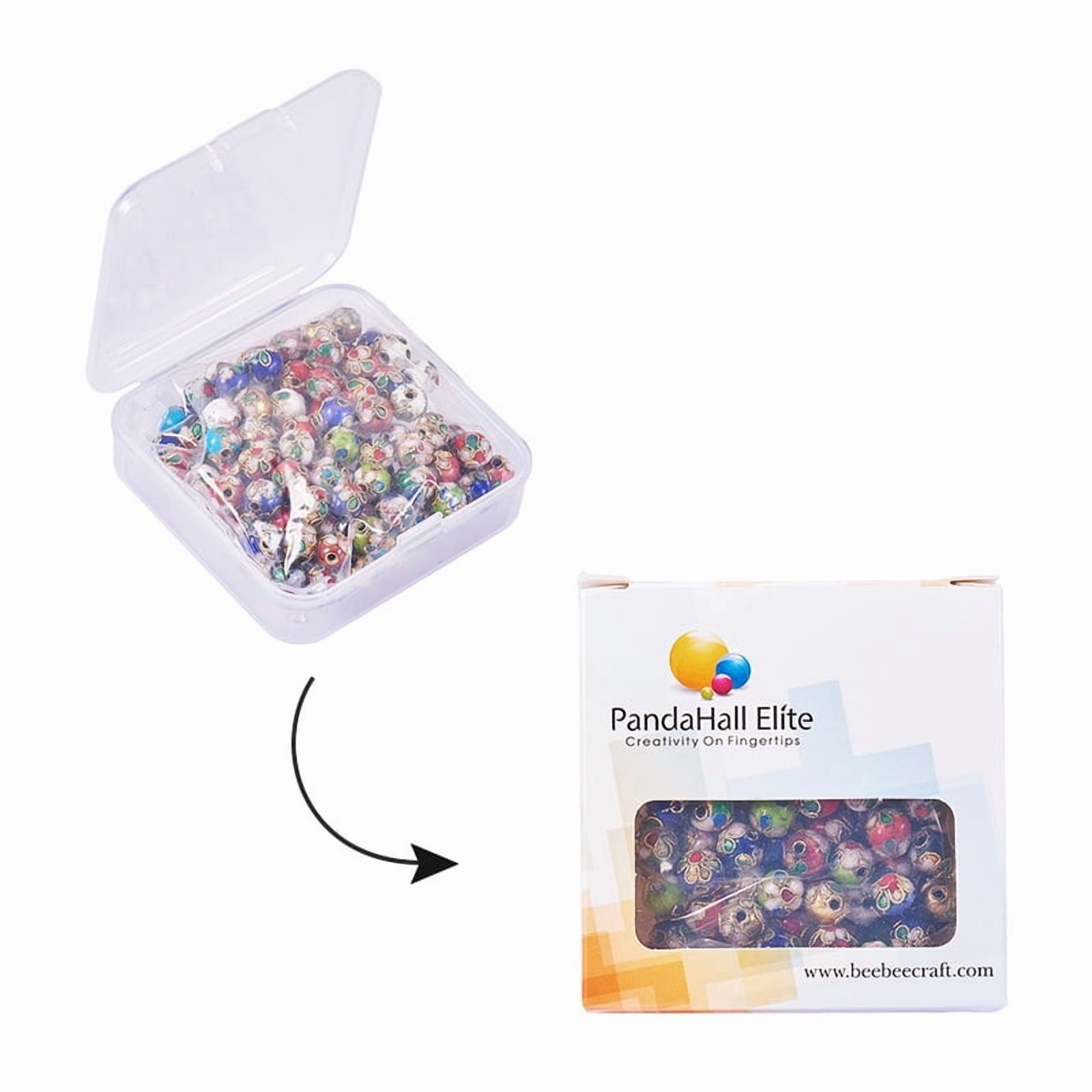 1Box Handmade Cloisonne Beads Round Mixed Color 8mm Hole: 2mm 120pcs/box Square Plastic Bead Storage Container: 6.4x6.3x2cm
