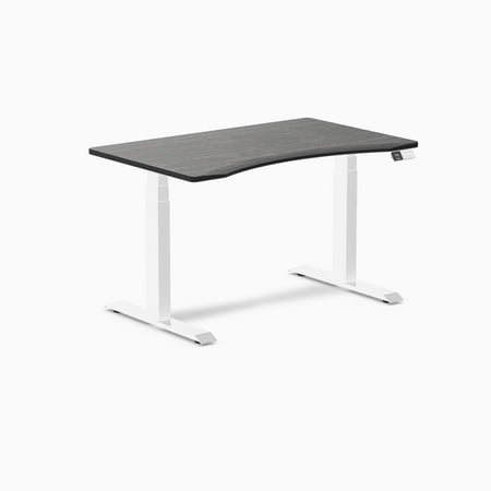 Desky Dual Ergo Edge Sit Stand Desk - Dark Bamboo / 48 X 30 Inches / White