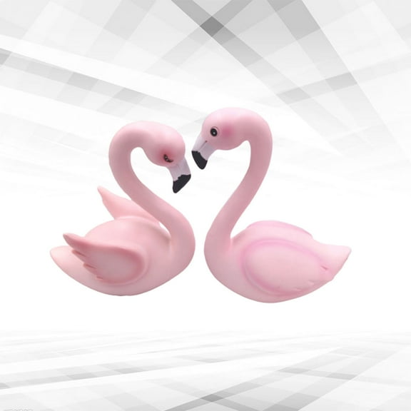 Phenofice 2Pcs Flamingo Cake Decoration Resin Pink Flamingo Shape Cartoon Baking Desktop Valentine's Day