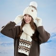 thumbnail image 4 of Aloohaidyvio Winter Hat Scarf Gloves Warmer, Warm Knit Beanie Hat Touch Screen Gloves Set Winter Gifts Neck Scarves for Women, 4 of 7