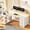 White, variant on 47" Gaming Desk with Power Outlets & LED Lights, L Shaped Desk with Fabric Drawers & CPU Stand, Corner Computer Desk with Open Shelves for Small Space, Rustic Brown