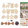 thumbnail image 6 of 24x Christmas Embellishments Wood Pieces Slices Cutouts Wood Shapes Predrilled Unpainted Unfinished Wood Shapes for Wedding DIY Signs Crafts, 6 of 10