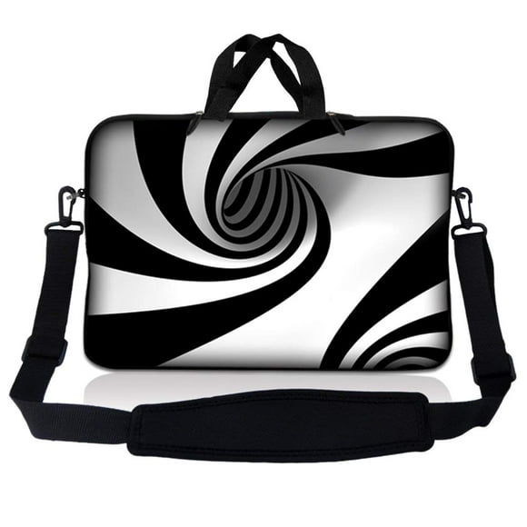 LSS 15.6 inch Laptop Sleeve Bag Compatible with Acer, Asus, Dell, HP, Sony, MacBook and more | Carrying Case Pouch w/ Handle & Adjustable Shoulder Strap,Tornado White and Black Swirl