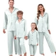 thumbnail image 5 of GILIGEGE Satin Christmas Pajamas for Family Striped Button Down Shirt And Pants Xmas Pjs Matching Sets Sleepwear Jammies Long Sleeve Sleepwear And Pants Festival Party Loungewear Matching Sets, 5 of 8
