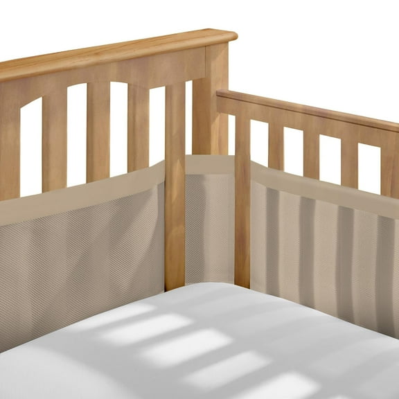 BreathableBaby Mesh Liner for Full-Size Cribs, Deluxe 4mm Mesh, Sand Beach (Size 4FS Covers 3 or 4 Sides)