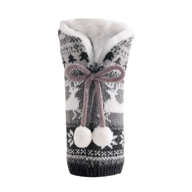 Yuarrent Bola de pelo de punto cubierta de botella de vino pajarita ropa de Navidad estilo nórdico bolsa de champán banda fiesta accesorios de regalo de Kits de decoración para fiestas Gris Yuarrent HA070267-02