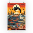 thumbnail image 3 of Camano Island, Washington, Marine Animals, Geometric (12x18 Wall Art Poster, Room Decor), 3 of 3