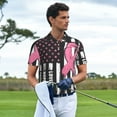 thumbnail image 3 of Xecao Ribbon Breast Cancer Awareness Pattern Men’s Polo Shirt with Buttoned Collar Soft Breathable Casual Polo Shirt for Work, Leisure, and Outdoor Activities-X-Large, 3 of 6