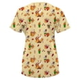 thumbnail image 2 of Green Town Scrubs for Women V-Neck Scrub Top - Christmas Thanksgiving Halloween Holiday Prints, 2 of 5