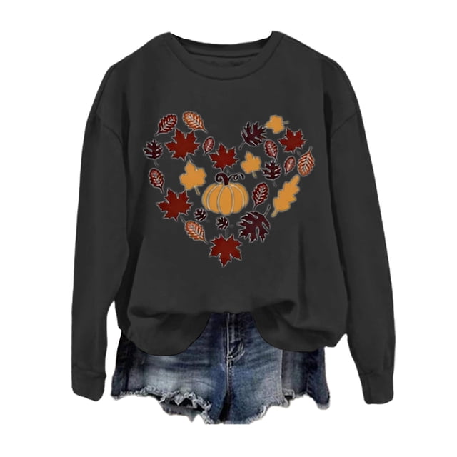 VBARHMQRT Chandail Vert pour Femmes Automne et Hiver Mode Action de Grâce Thème Lettre Anglaise Haut Imprimé Décontracté Sweat à Capuche