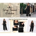 thumbnail image 3 of Agnes Orinda Women's Plus Size 2 Piece Outfits Textured Crew Neck Peplum Ruffle Tank Tops and Wide Leg Pants Set Office Work Clothes with Pockets 1X Black, 3 of 7