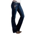 thumbnail image 3 of Cruel Girl Western Denim Jeans Womens Abby Slim 5 Long Dark CB11054071, 3 of 3