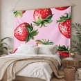 thumbnail image 3 of Red Strawberry Large Tapestry for Bedroom Wall Hanging Tapestry, Pink Watercolor Modern Art Ceiling Backdrop Tapestries Poster Blanket Wall Decor for Teens Room Living Room Dorm 100" x 59", 3 of 8