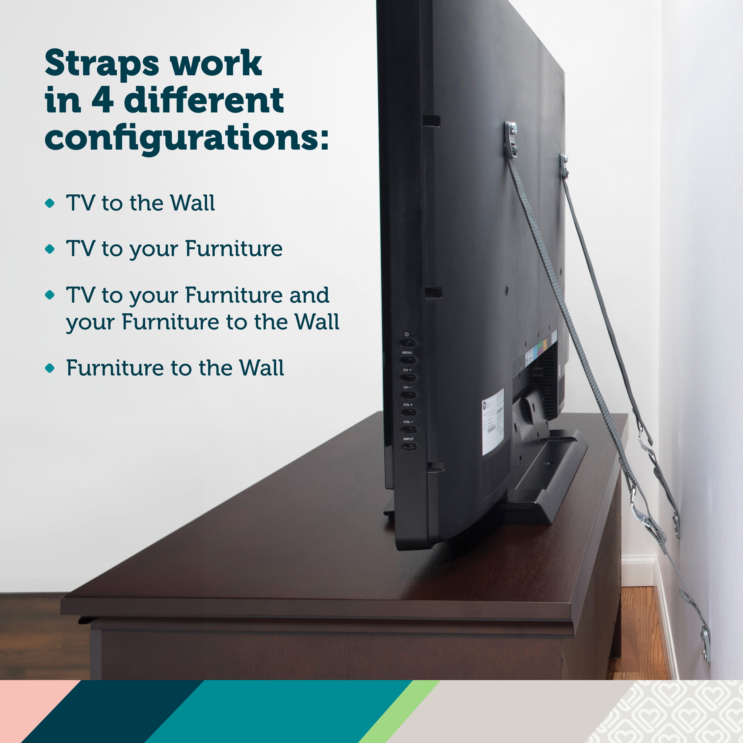 Safety 1st TV & Furniture Safety Straps, Black, Toddler