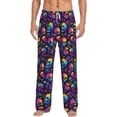 thumbnail image 2 of Lsque mushroom rainbow color Skull Print Men's Pajama Pants, Lounge Pant - Comfortable Home Wear,Elastic Waistband, Stylish Design-Large, 2 of 9