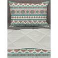 thumbnail image 3 of Tribal Comforter & Sham Bedding Set, Vintage Design Native Style Geometric Triangles Print, 3 pcs Duvet Set Microfiber Filling Quilt, 5 Sizes, Cream Aqua and Peach, by Ambesonne, 3 of 4